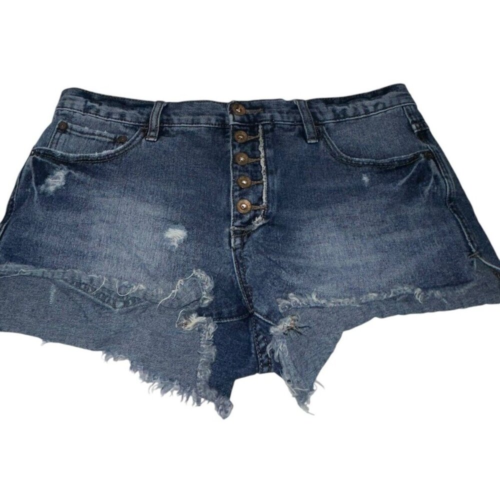 Free People Button Fly Distressed Cutoff Shorts Sz 29 Boho Festival